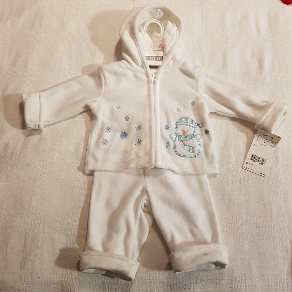 Carter's boys 9 months white fleece 2 piece outfit holiday wear
